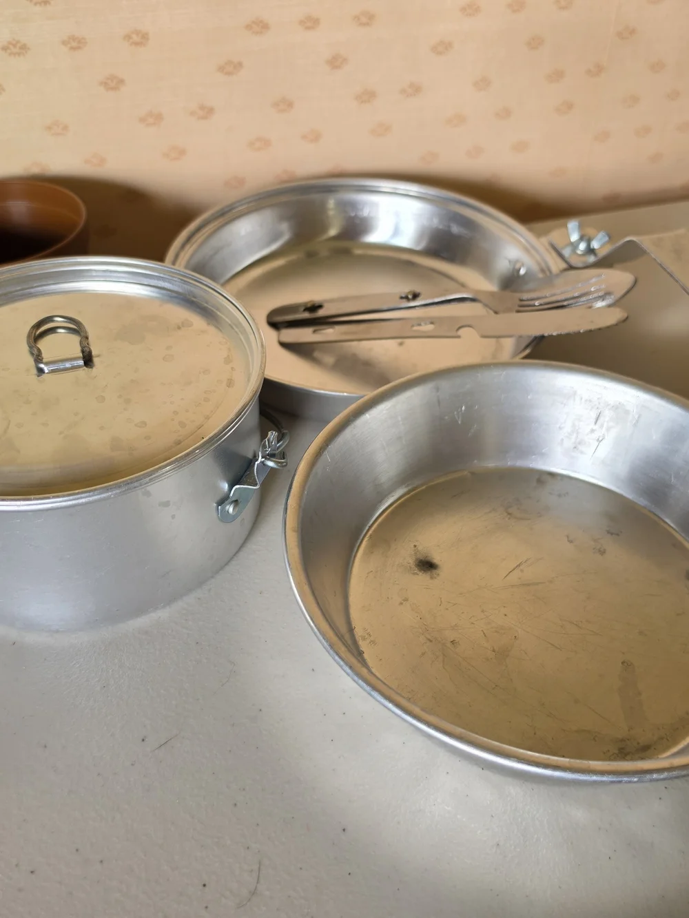 Vintage Mirro Aluminum Cookware Camping Mess Kit Set Utensils